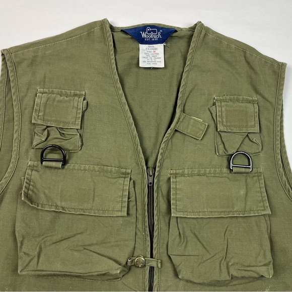 Vtg Woolrich Mens Utility Vest Sz Medium 90s Fishing Photography Olive Green C3 - Picture 4 of 8